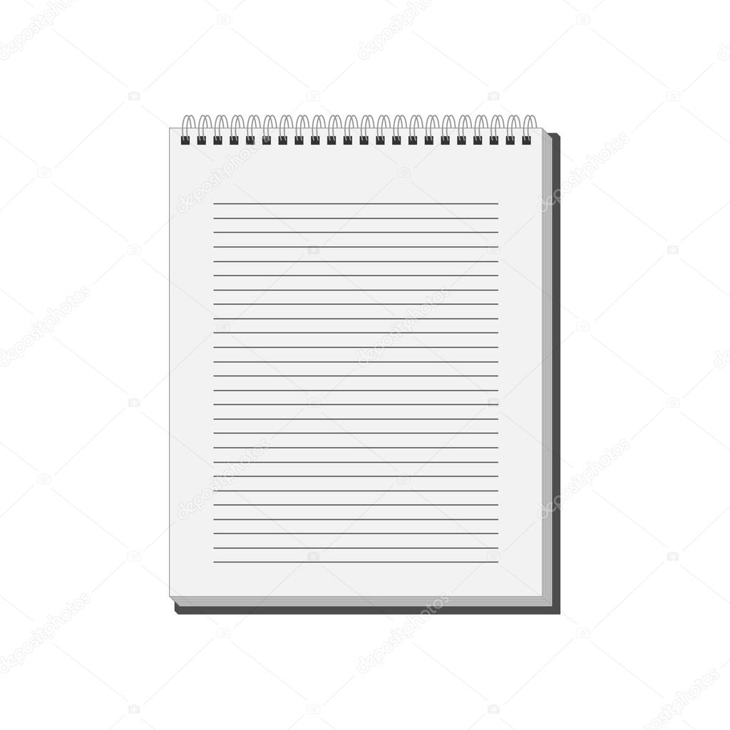Blank spiral Notepad Notebook with white lined pages