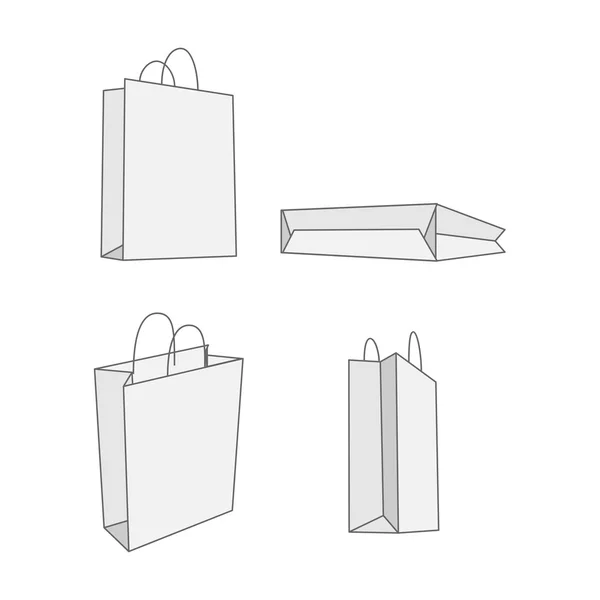 Set of four graphic white paper Bag — Stock Photo, Image