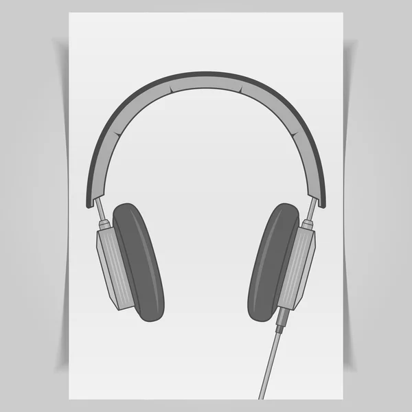 Graphic Headphones Design on white paper Sheet — Stock Vector