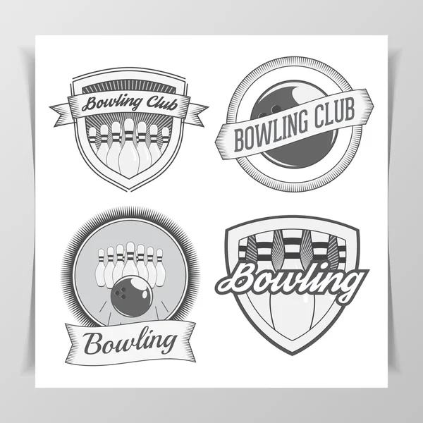 Jeu d'étiquettes graphiques Bowling — Image vectorielle