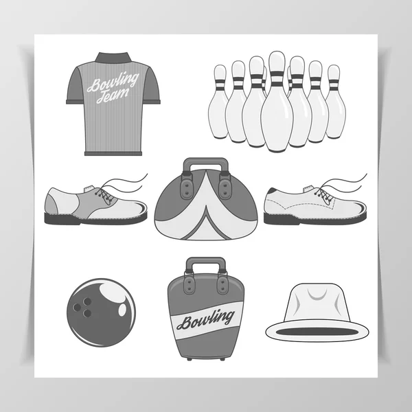 Set di elementi di design vintage Bowling — Vettoriale Stock