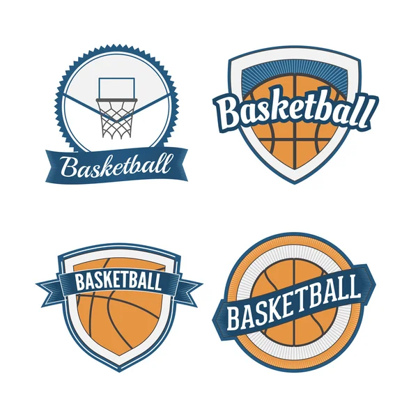 Juego de etiquetas de diseño vintage de baloncesto — Vector de stock