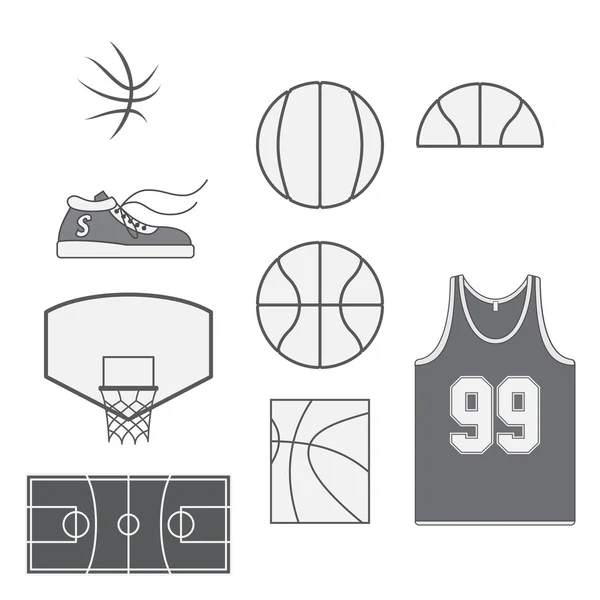 Juego de elementos de diseño vintage de baloncesto — Archivo Imágenes Vectoriales