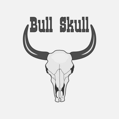 Vektör siyah beyaz inek kafatası Logo