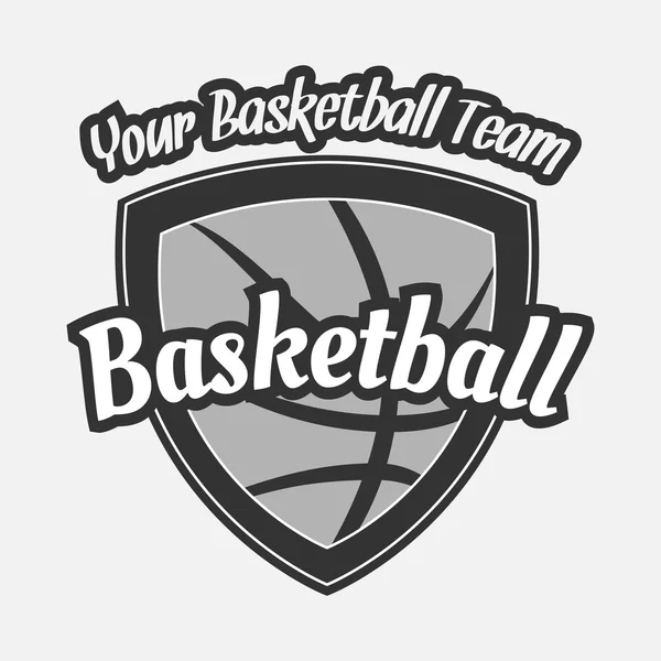 Black and white Basketball Label with Ball — Stock Vector