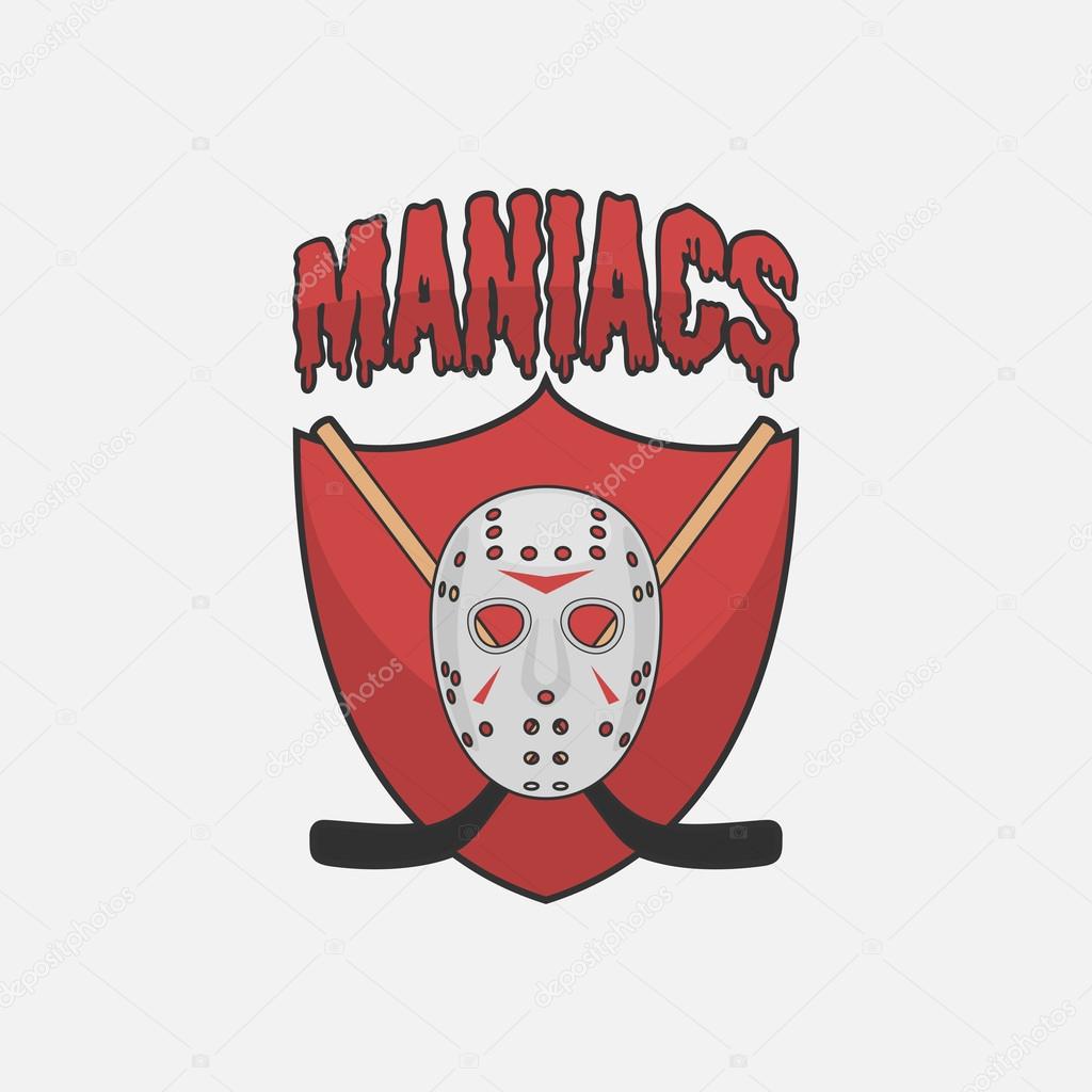 Modern College or Professional Hockey Team Label. Red graphic Design Element for Winter Sport Emblem