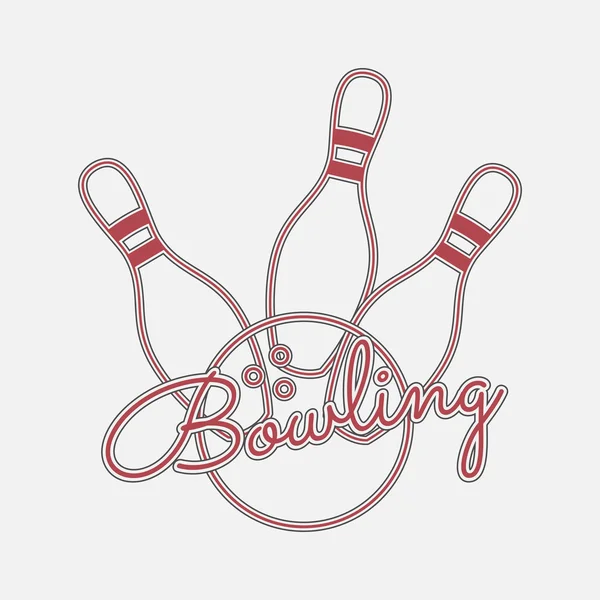 Bowling rotes Neon-Logo — Stockvektor