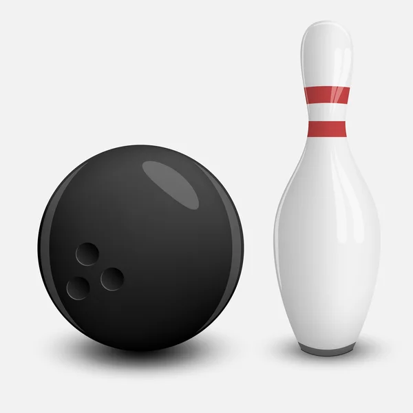 Bola de vector realista y Pin de Bowling — Archivo Imágenes Vectoriales