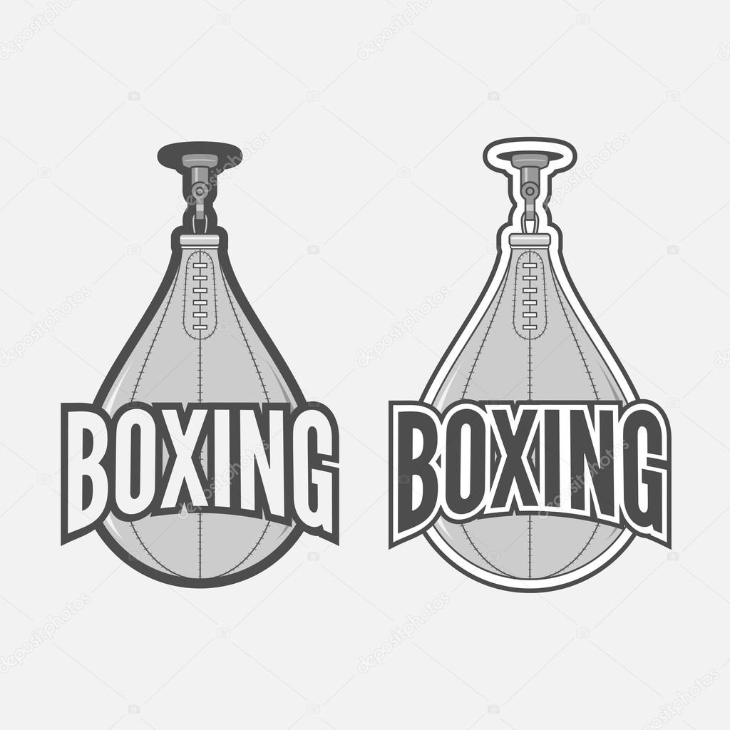 Punching Boxing Bag Labels Set. Fight Sport vintage Design Elements, Badges, Logos
