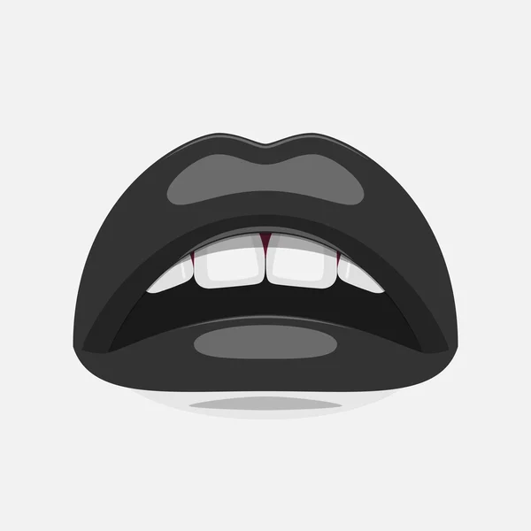 Labios en blanco y negro brillante — Vector de stock