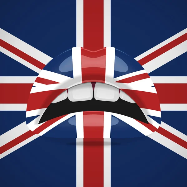 Lábios de beleza com maquiagem de bandeira do Reino Unido — Vetor de Stock