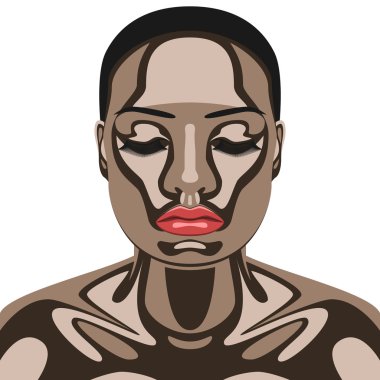 Güzellik kadını yüzündeki çikolata ile