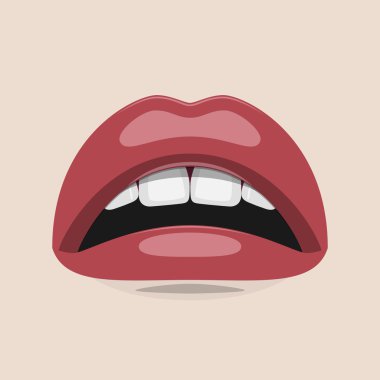 Kadın ağız beyaz dişler ve kırmızı dudaklar