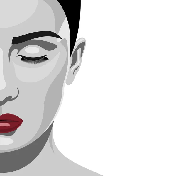 ブルネット ファッション美容赤い唇を持つ女性 — ストック写真