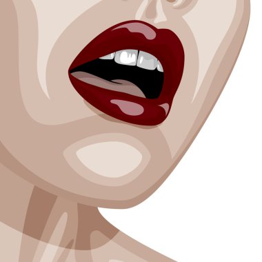 Beauty Woman Face with open Mouth clipart