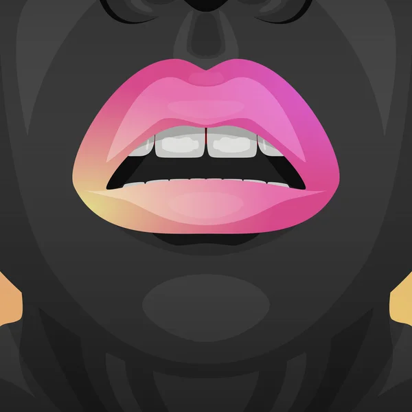 Schoonheid vrouw met roze en geel glanzende lippen — Stockvector
