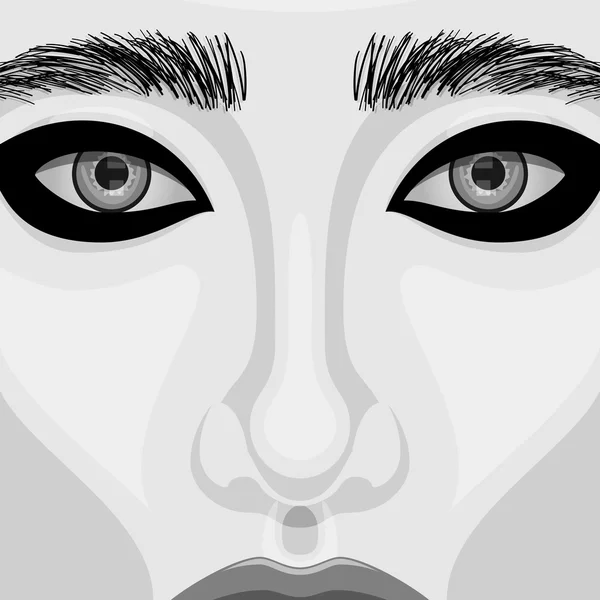 Retro žena vektorový portrét s krásnýma očima — Stockový vektor