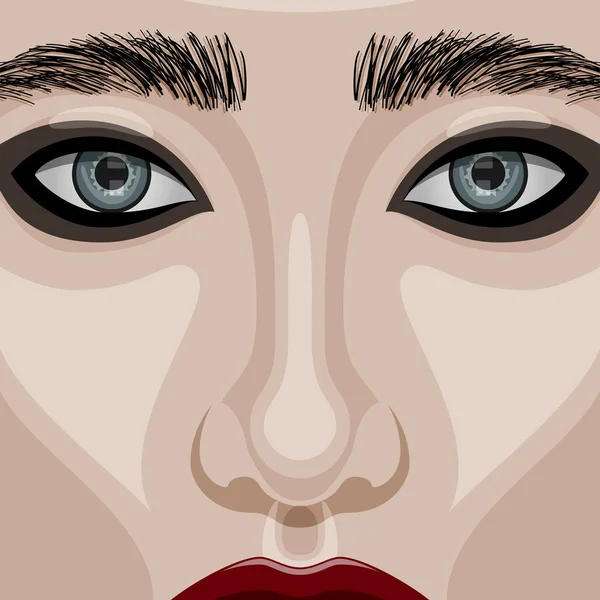 Rosto de mulher de beleza com grandes olhos azuis — Fotografia de Stock