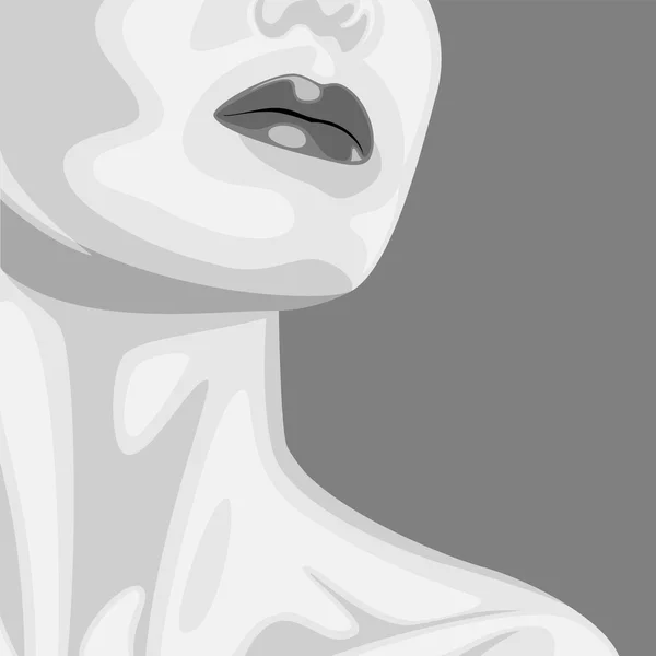 Black and white Woman with beautiful Neck — Stock Vector