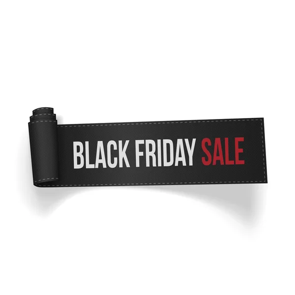 Realistische gebogene Textilband Black Friday Sale — Stockvektor