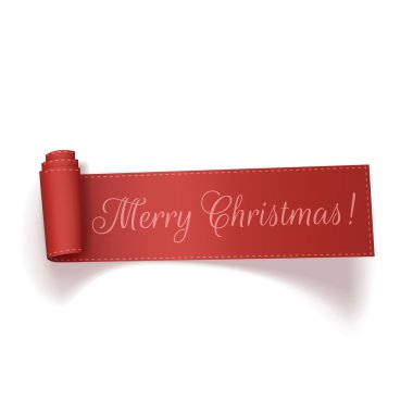 Neşeli Noel kırmızı gerçekçi bükülmüş şerit