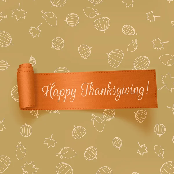 Carte de vœux réaliste de Thanksgiving avec ruban — Image vectorielle