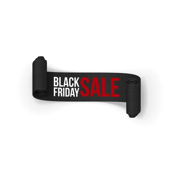Siyah Cuma satış gerçekçi bükülmüş kağıt şerit — Stok Vektör