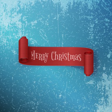 Gerçekçi bükülmüş buz üzerinde kırmızı Noel şerit