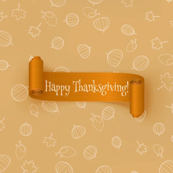 Realistic curved orange Thanksgiving Ribbon — Stock Photo, Image