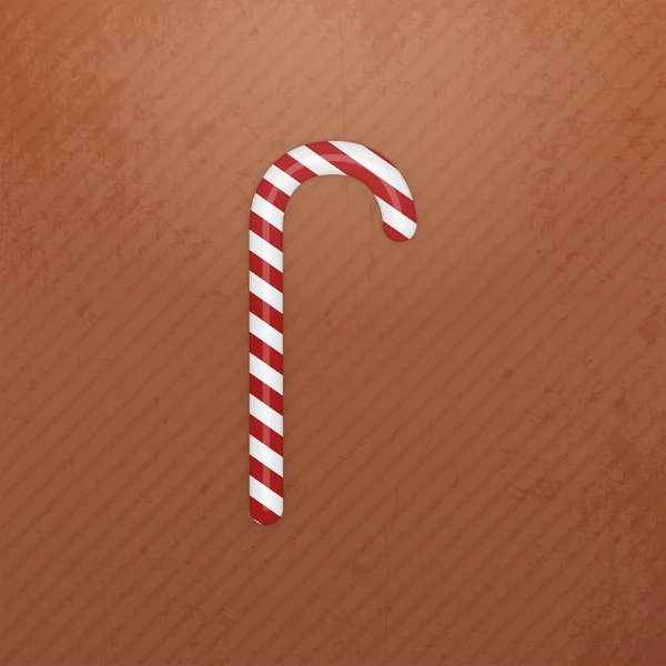 Realistyczne Boże Narodzenie biały czerwony pasiasty Candy Cane — Wektor stockowy