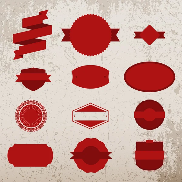 Red Christmas Labels ingesteld op grunge achtergrond — Stockvector