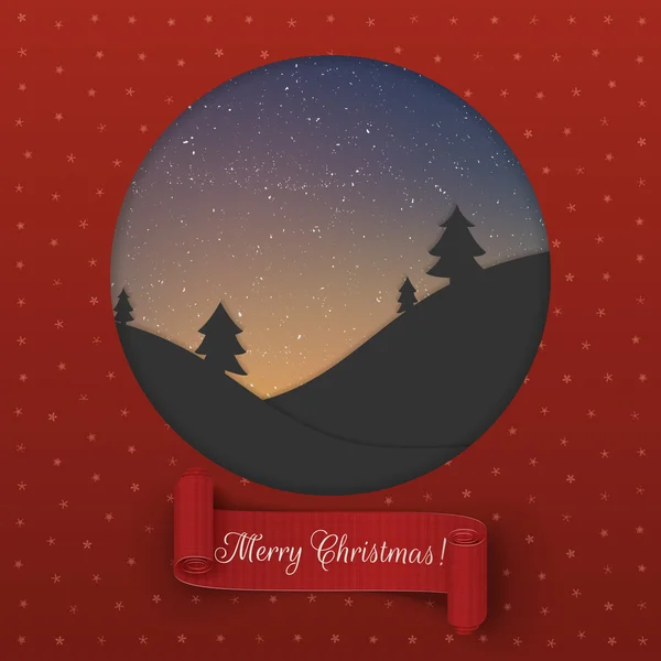 Noel tebrik kartı şablonu kırmızı kurdele ile — Stok fotoğraf
