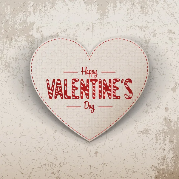 Glücklicher Valentinstag realistisches Papier Herz Etikett — Stockvektor