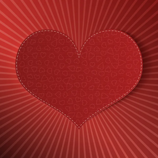 Etiqueta de corazón textil realista Día de San Valentín — Vector de stock