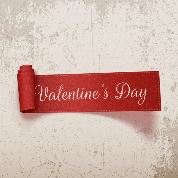 Valentinstag realistische Schriftrolle Textilband — Stockvektor