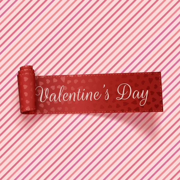 Día de San Valentín realista etiqueta festiva roja — Vector de stock