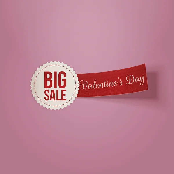 Realistic Valentines Day white Big Sale Label — Stock Vector