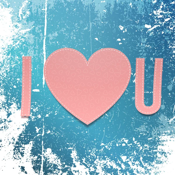 Inscripción de papel I love U with Heart — Vector de stock