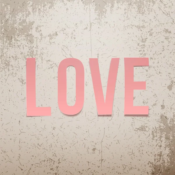 Kertas merah muda Love Word on grunge Latar Belakang - Stok Vektor
