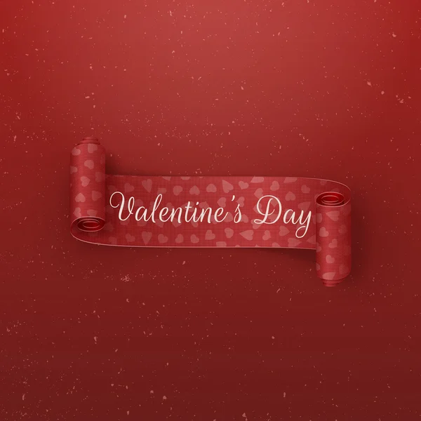 Valentines Day scroll Ribbon with greeting Text — Stock Vector