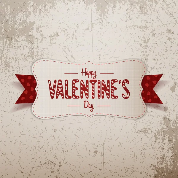 Gran San Valentín Banner blanco con cinta roja — Vector de stock