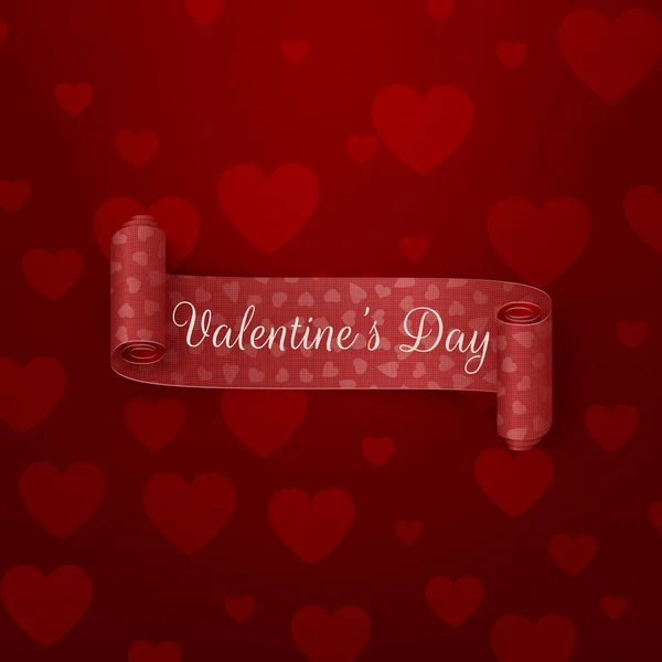Cinta de San Valentín de pergamino rojo realista — Vector de stock