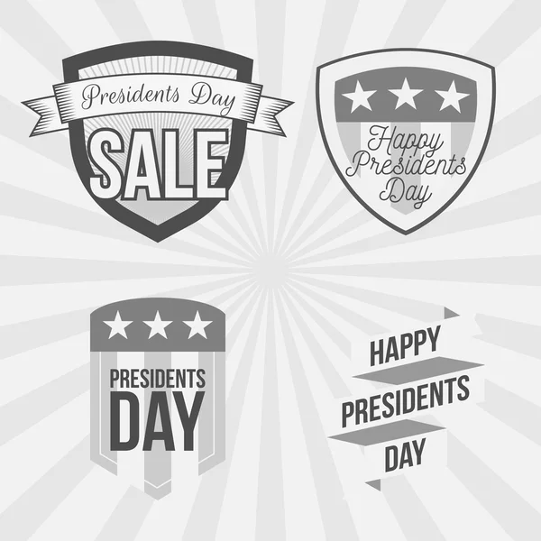 Presidents Day Labels Set on striped Background — Stock Vector