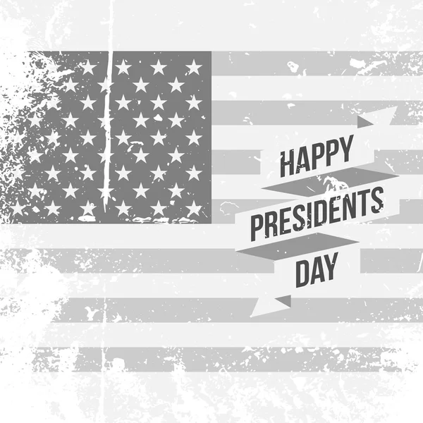 Happy Presidents Day texte et ruban sur le drapeau des États-Unis — Image vectorielle