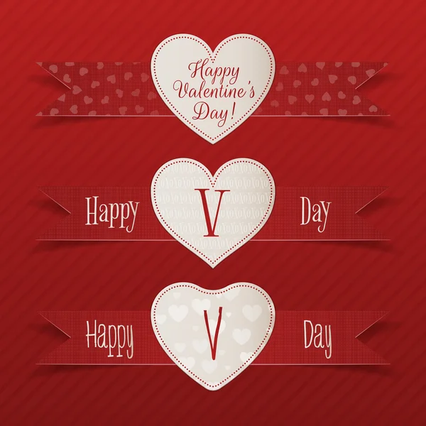 Reális Valentin-nap vektor szív címkék beállítása — Stock Vector