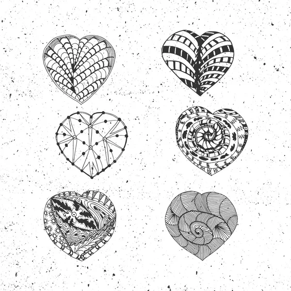 Doodle vector Valentines Day Hearts Set — Stock Vector
