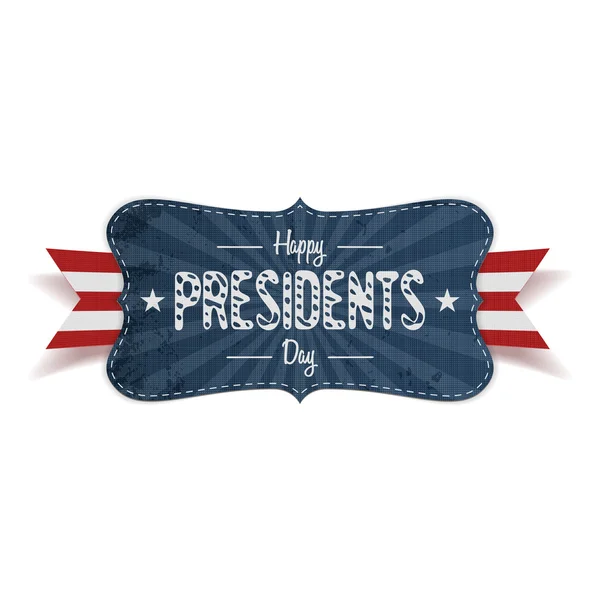 Bannière bleue rayée rétro Happy Presidents Day — Image vectorielle