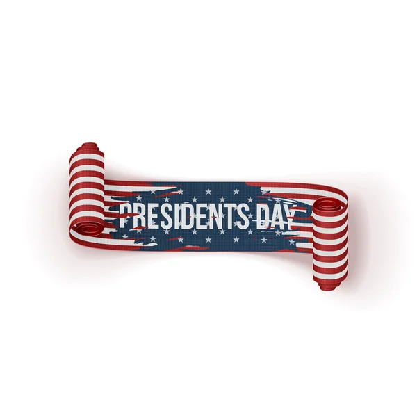 Presidents Day realistic scroll textile Ribbon — Stockový vektor