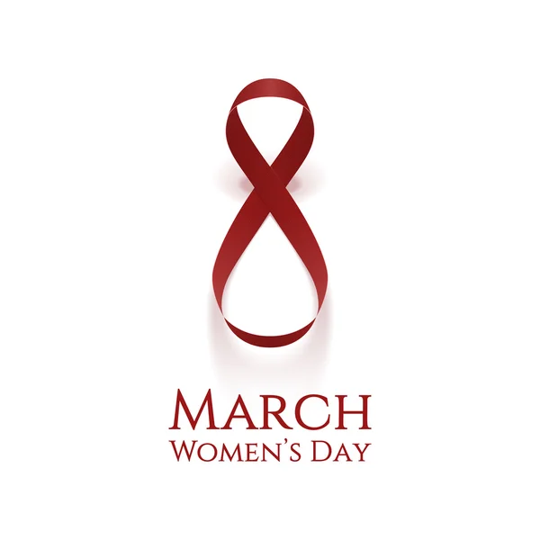 International Womens Day red realistic Ribbon — 스톡 벡터