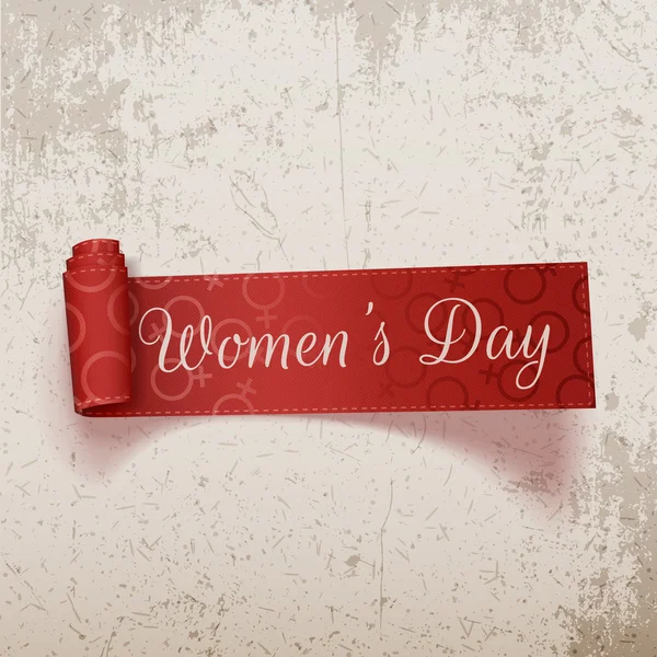 Internationale Womens dag rode scroll lint — Stockvector